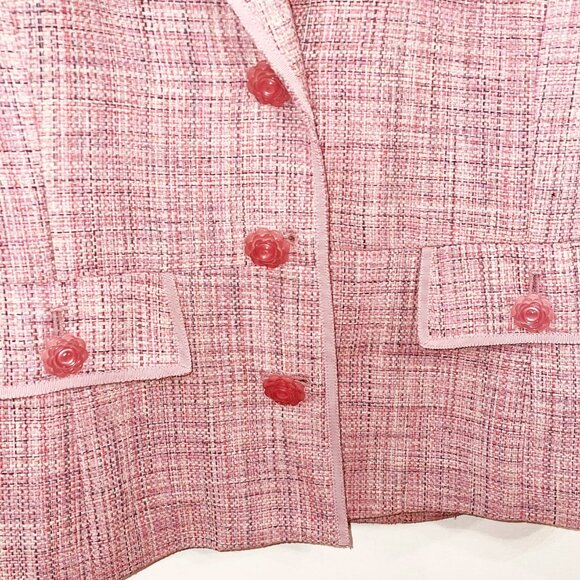 EUC Vintage 100% Silk Tweed Skirt Suit Pink 8, Medium - Picture 4 of 9